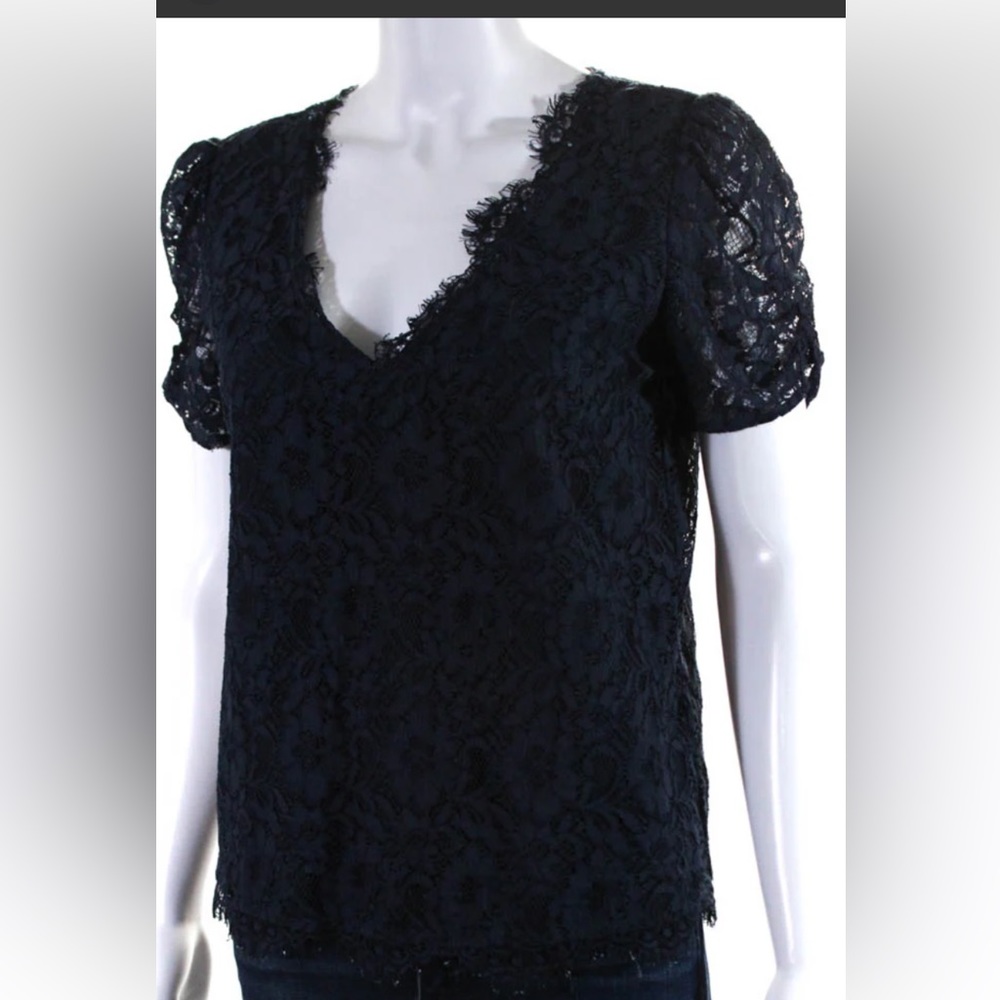Joie black lace short sleeve v-neck top